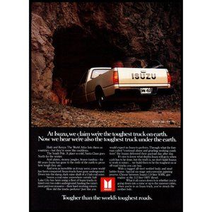 1984 Isuzu Pickup Truck Vintage Print Ad Barrels Wheelbarrow Mine Cave Wall Art